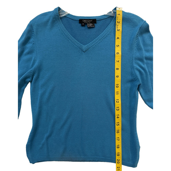 Karen Kane Sweater Set Womens Small Teal Twinset V Neck Pullover + Tank Silk - Picture 8 of 8